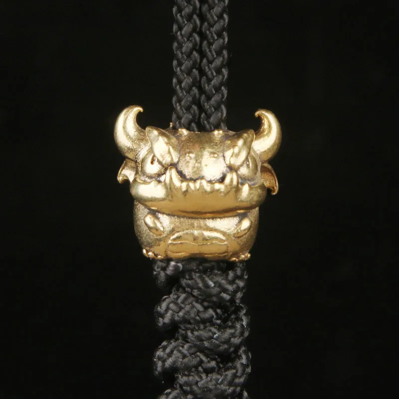Brass Demon Imp EDC Knife Pendant Paracord Spacer Bead DIY Accessory Pendant Keychain Hanging Charm Vintage Handcraft Ornament