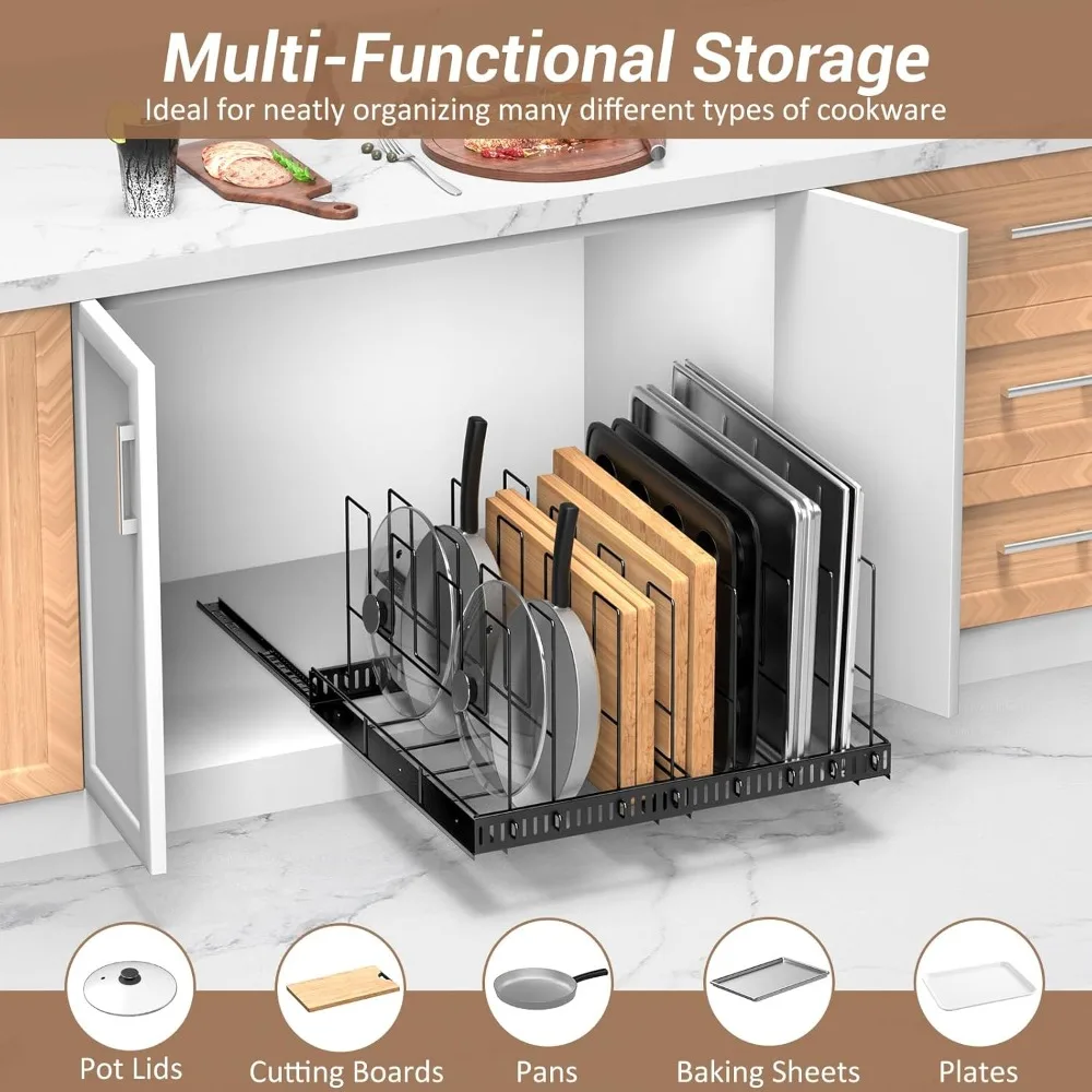 صينية خبز قابلة للتوسيع ومنظم ألواح البسكويت، حل تخزين لوح القطع قابل للتعديل بعرض 13-22 بوصة