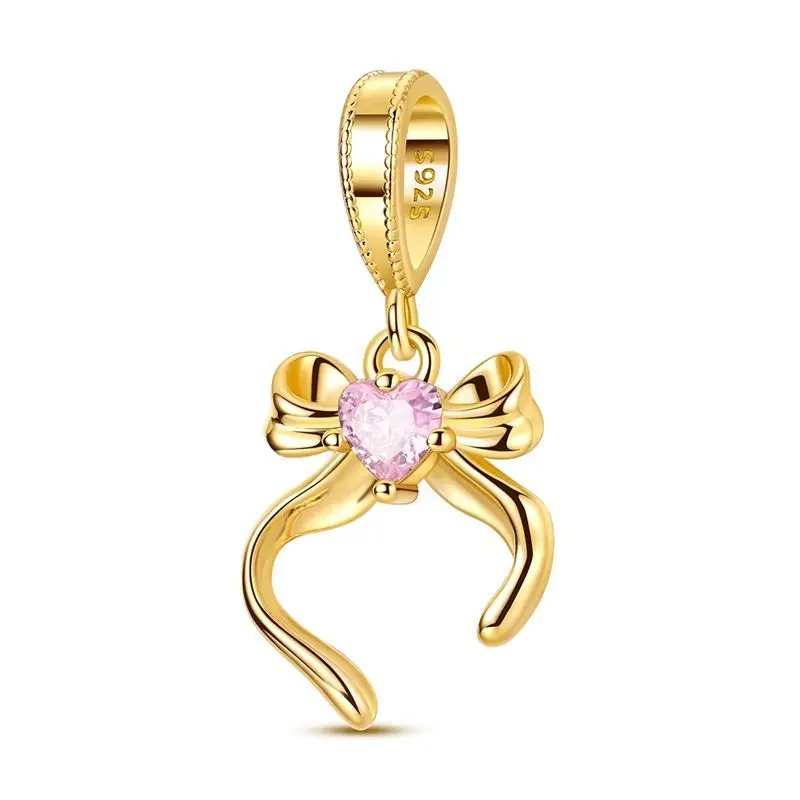 Heiße Goldene Serie 925 Sterling Silber Charms Anhänger Perle Liebe Familie Zirkon Charms Passend für Original Armband Frauen DIY Schmuck Geschenk