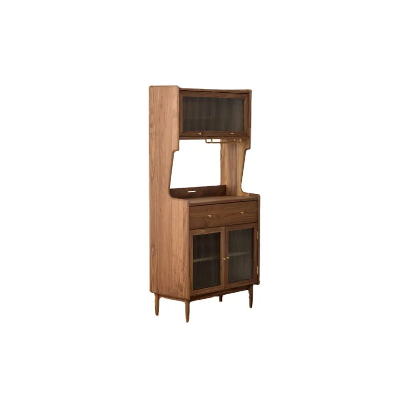 Nordic Japanese-style black walnut dining side cabinet modern simple all-solid wood tea cabinet cupboard kitchen living