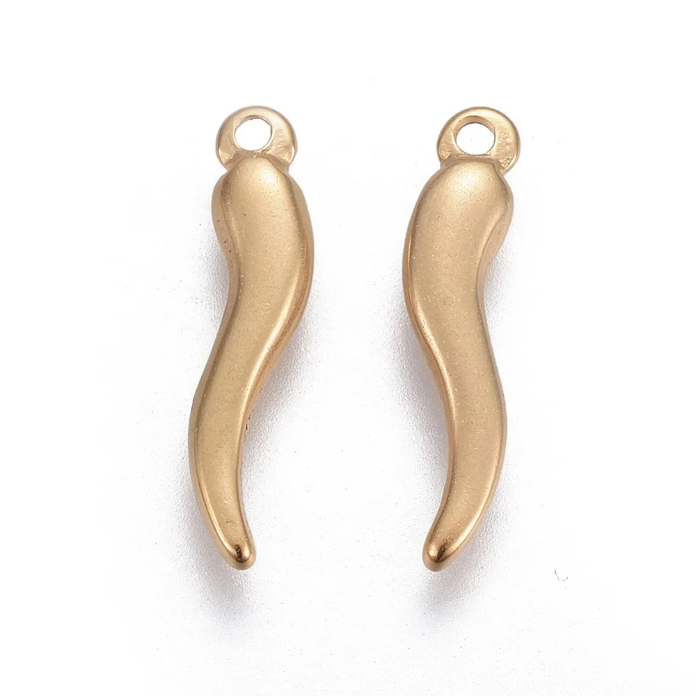 5Pcs Italian Horn Cornicello Charms 304 Stainless Steel Pendants Golden for Women Birthday Festival Elegant Gifts Personalized