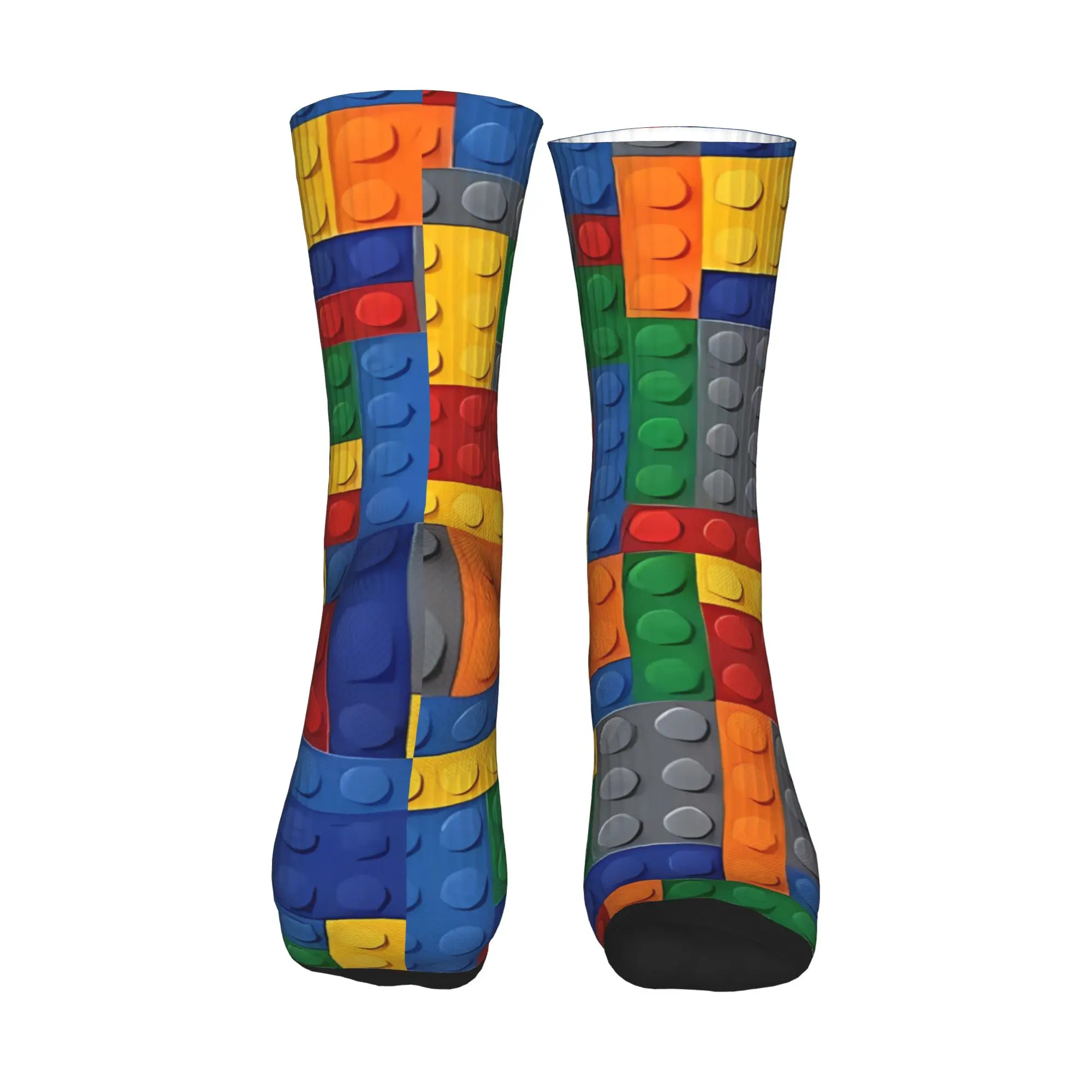 Colorful Building Blocks Brick Pattern Socks  Design Stockings Anti Sweat Men Socks Comfortable Winter Funny Cycling Socks