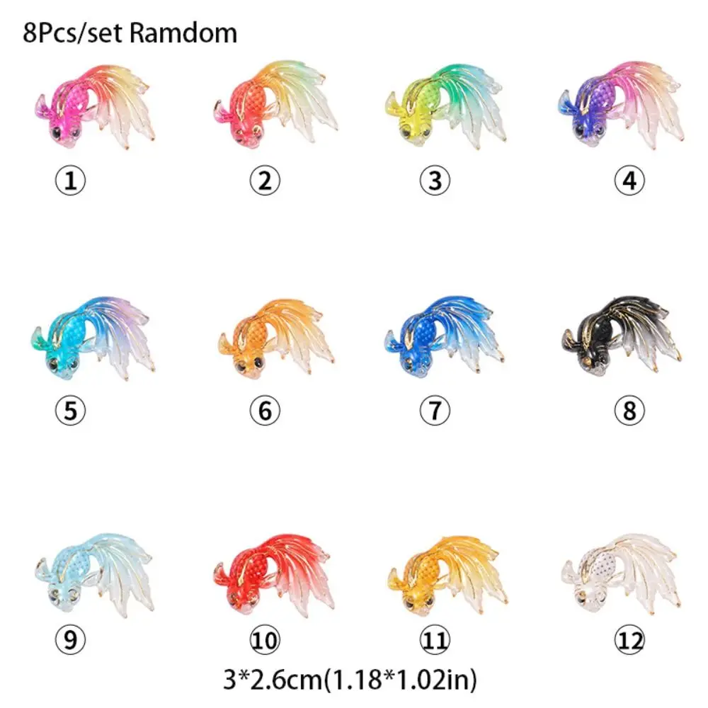 8Pcs/set Earrings Pendant DIY Goldfish Miniatures Handmade Mini Goldfish Micro-landscape Colorful Cute Fish Tank Decor