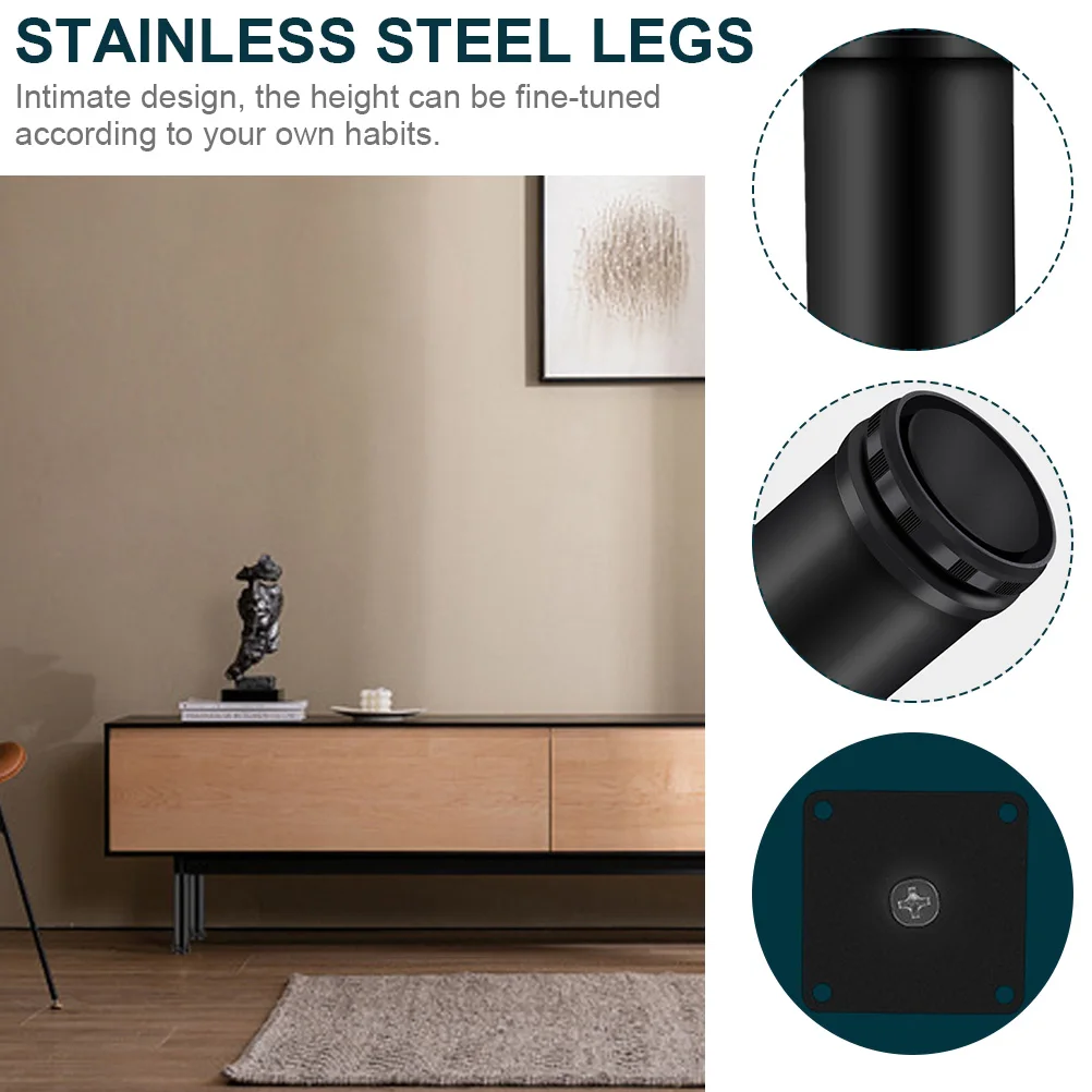 

4pcs Stainless Steel Furniture Legs Cabinet Chair Feet Levelers Adjustable Black Anti slip Support Bases Tea Table