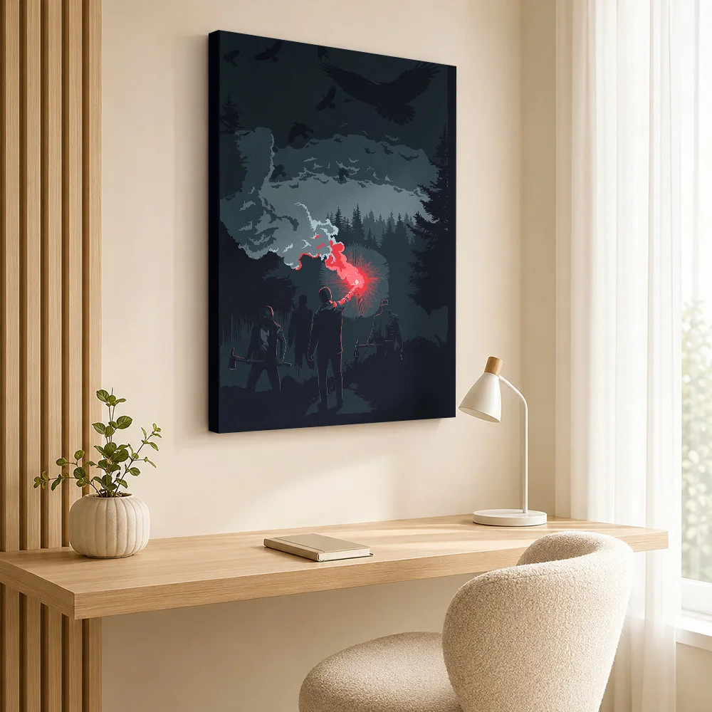 Dark Forest Flare Canvas Painting Poster Custom Photo Travel Landscape Canvas Wall Art for Bedroom Hallway Decor Ready to Hang