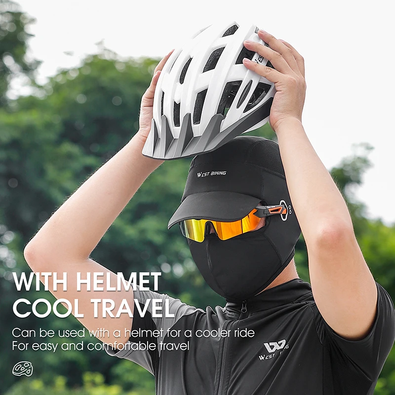 WEST BIKING Sun Protection Bicycle Cap Summer Cool Balaclava Bike Motorcycle Face Mask Anti-UV Hiking Fishing Travel Sports Hat