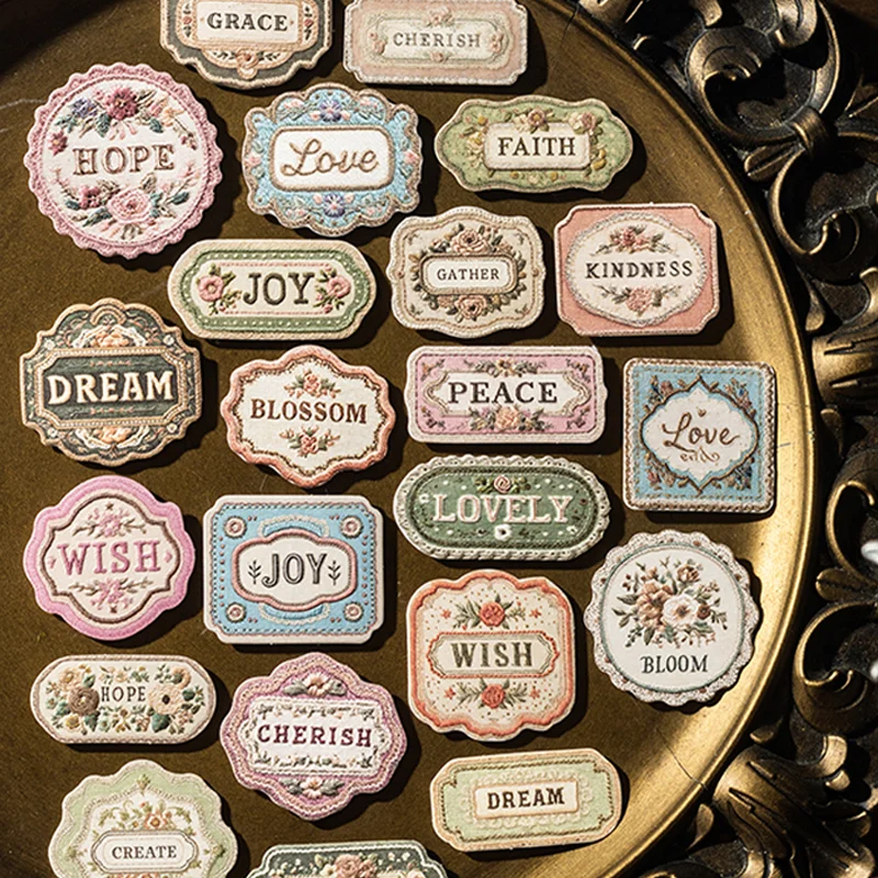 3D Embossed Stickers 60pcs Planner Sticker Set DIY Materials For Scrapbook Journal Envelope Decorations Self-Adhesive Stickers