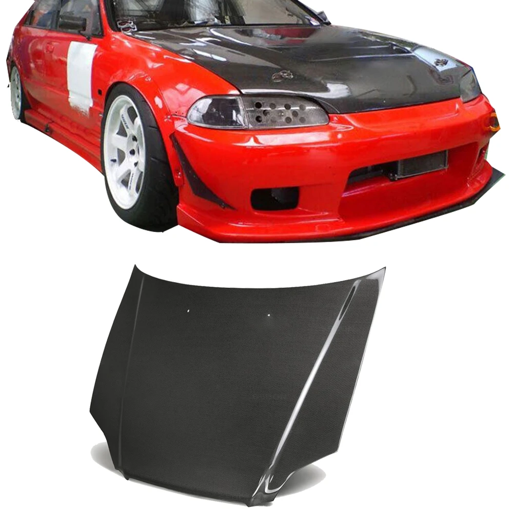 Real Carbon Fiber Front Engine Hood For Honda CIVIC EG 1992-1995