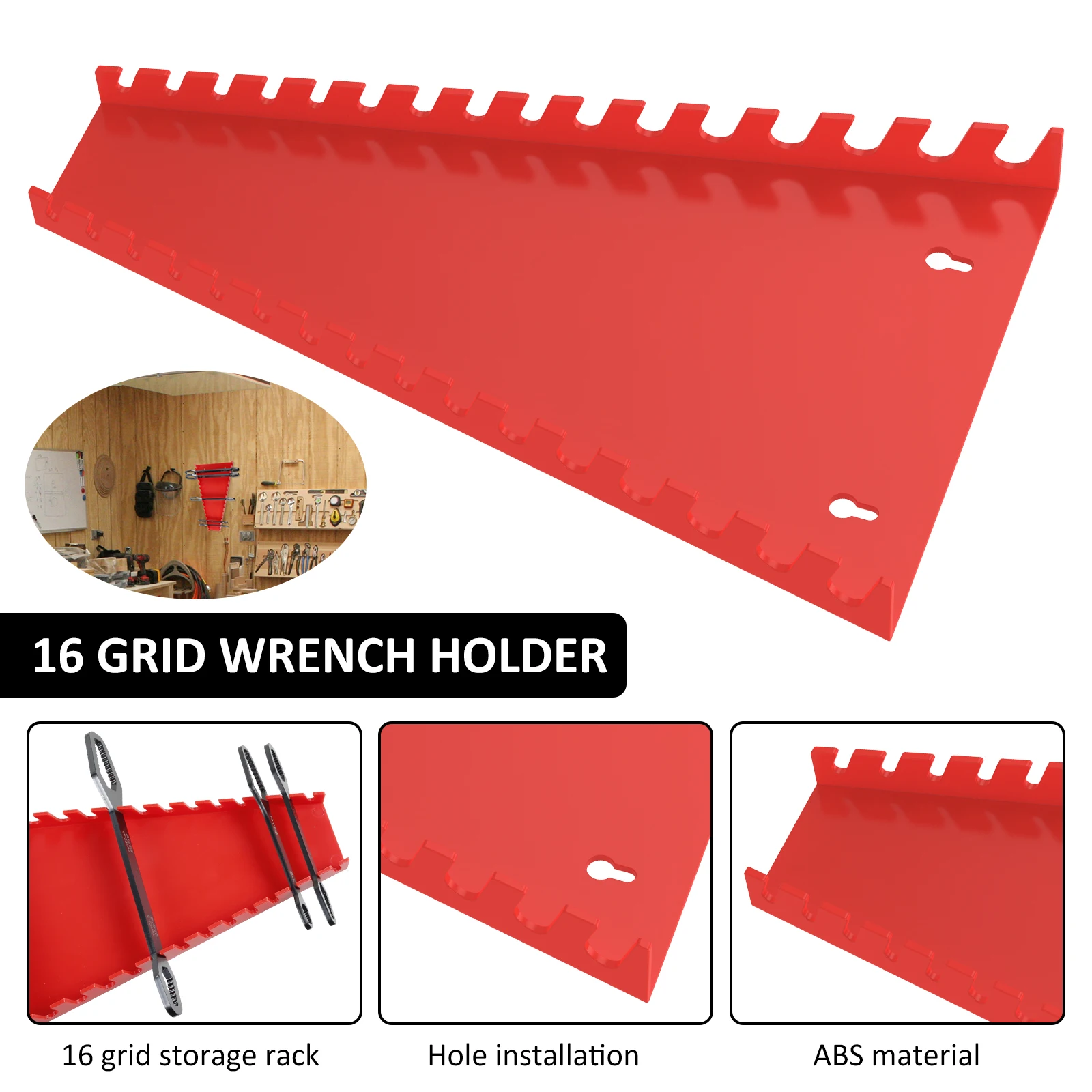 2Pcs Wrench Organizer Wall Mounted Wrench Storage Rack Workshop Tools Support Socket Spanner Tray for 5mm to 27mm Wrench