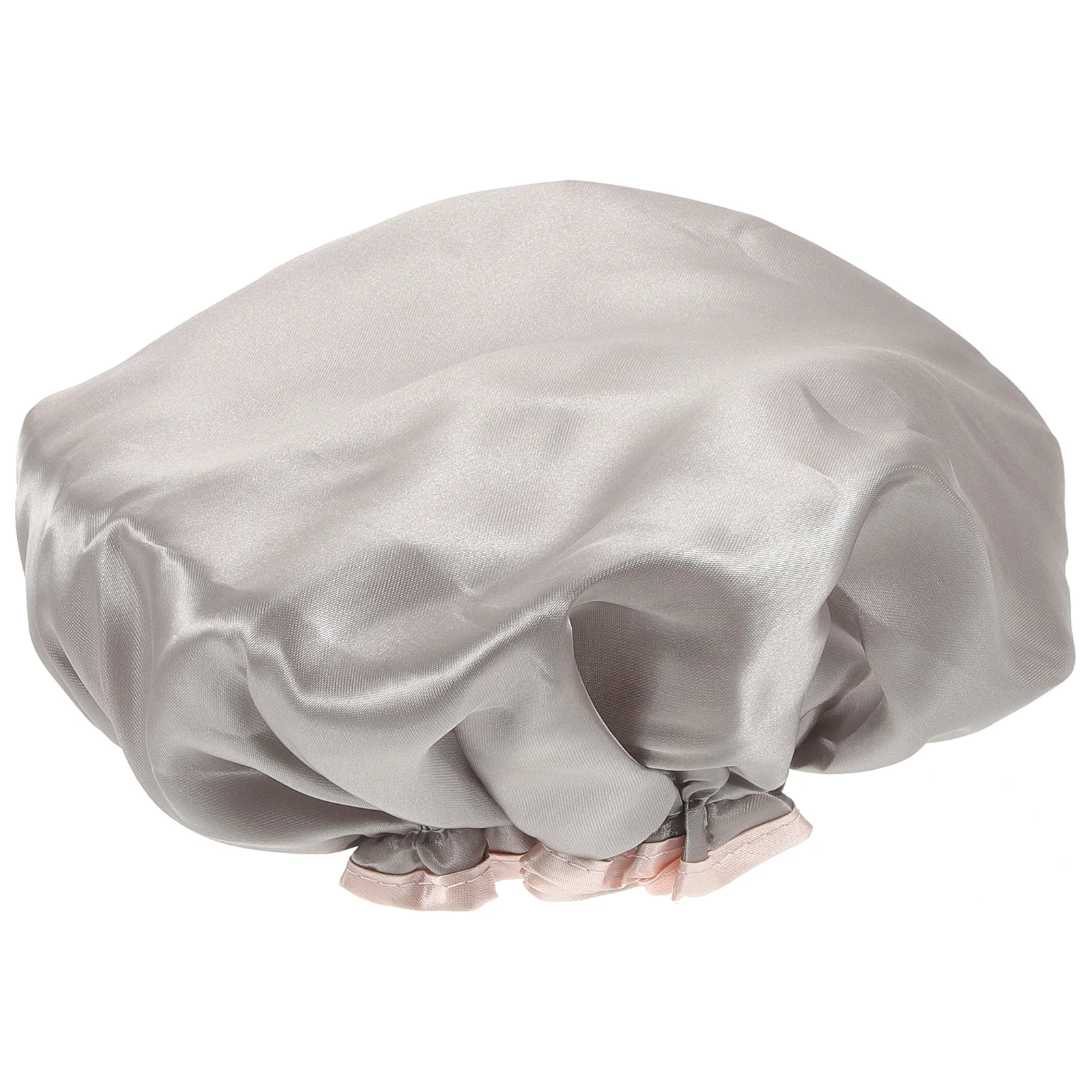 

1Pcs Thickened Double Layer Waterproof Shower Cap for Men Women Grey Reusable Soft Elastic Band Foldable Lightweight