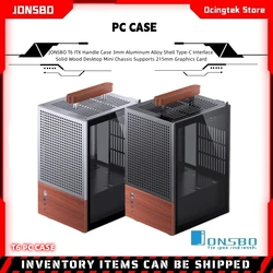 JONSBO T6 ITX Handle Case 3mm Aluminum Alloy Shell Type-C Interface Solid Wood Desktop Mini Chassis Supports 215mm Graphics Card