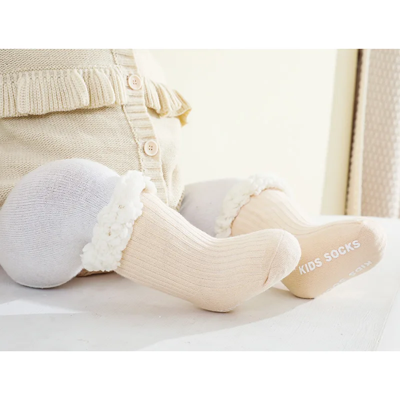 Winter Wool Socks for Baby Keep Warm Solid Color Cotton Anti Slip Thicken Spanish Style Baby Socks Christmas Gift Baby Stuff