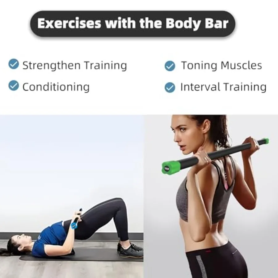 Fitvids Total Body Workout Weighted Bar Set of 3 Including 10 15 and 20LBS for Full-Body Strength Training Resistance Exercises