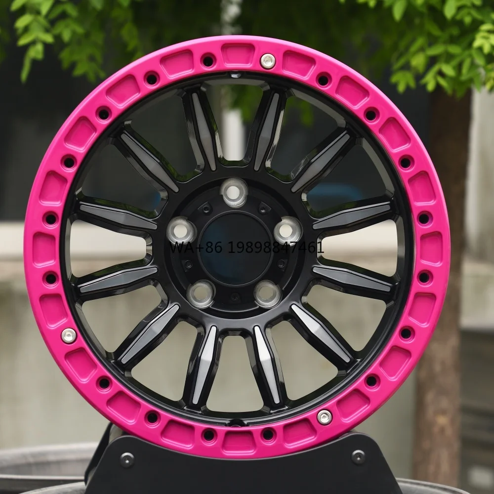 

High-performance Custom 17 18 20 Inch 24x14 Pink Beadlock Off-road Forged Wheels for F250 F150 Wrangle Land Cruiser LC100