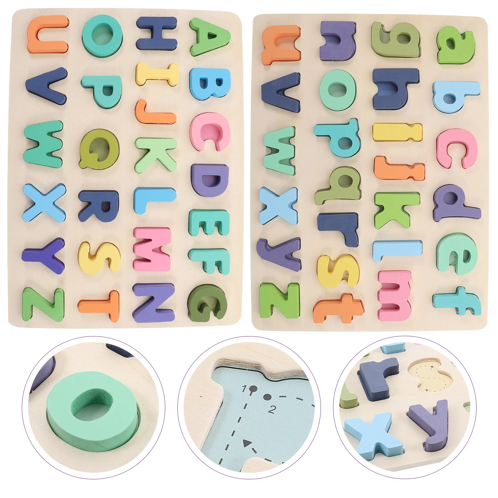 

2 комплекта головоломок с алфавитом, деревянные соответствующие развивающие детские головоломки для памяти, логики, координации рук и глаз, дошкольное обучение