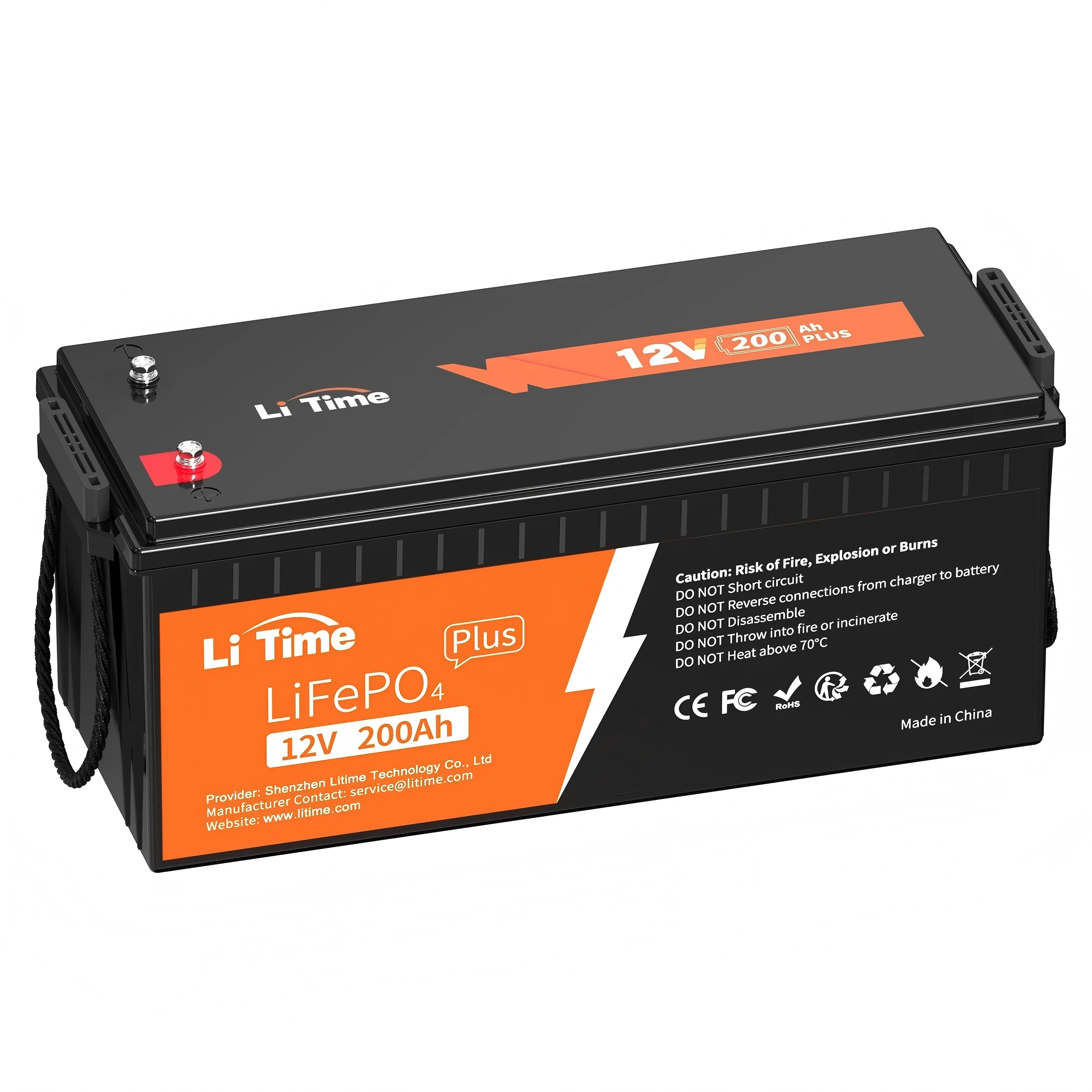 LiTime LiFePO4 Batterij 12V 200Ah Plus |   200A BMS 2560W Uitgangsvermogen 10 jaar levensduur - Ideaal voor campers, zonne-energiesystemen, boten