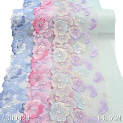 1 Yard 18cm di larghezza rosa blu morbida maglia ricamo passamaneria in pizzo accessori per abiti tessuto in pizzo cucito artigianato materiale per bambole