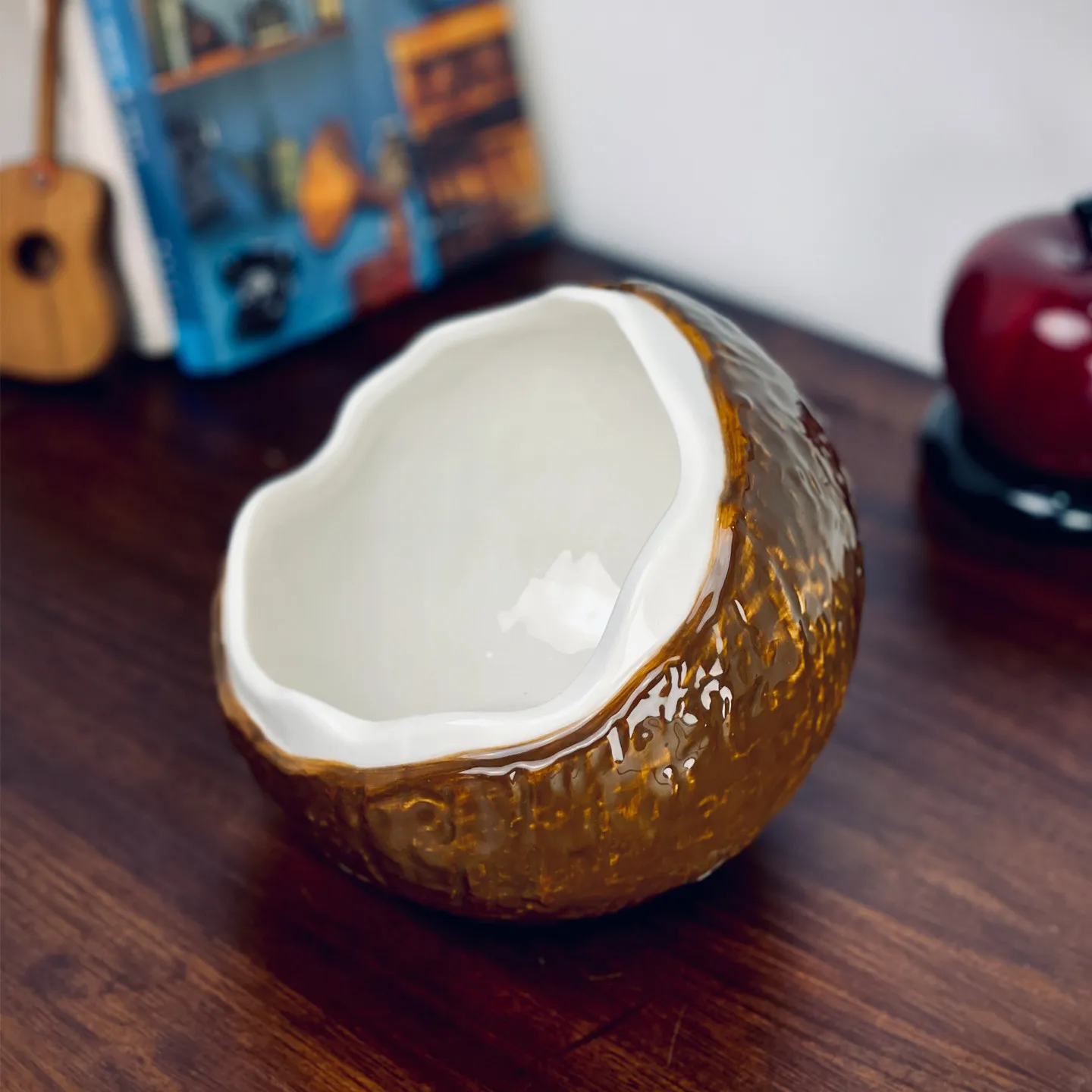 Coconut Shell Storage Ornament Entryway Key Holder Desktop Jewelry Cosmetic Ceramic Organizer Box Home Decoration Shelf