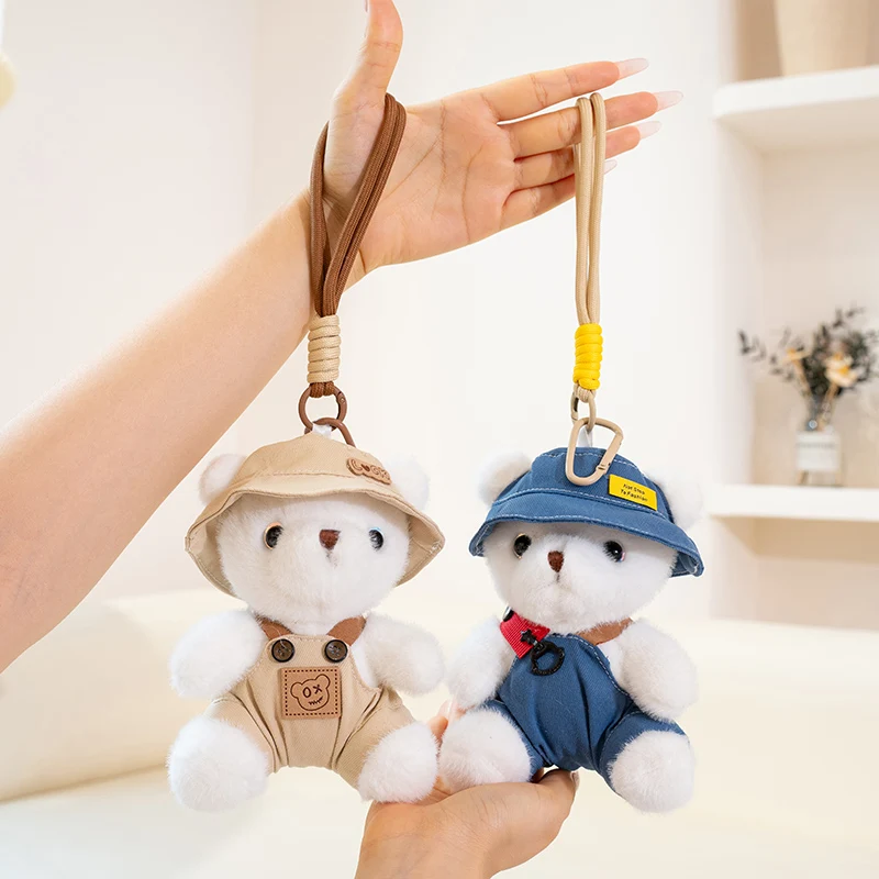 15 cm Kawaii Bär Schlüsselbund Cartoon Nette Puppe schlüsselring Gefüllte Bär Rucksack Tasche Auto Plüsch Anhänger Mädchen Spielzeug