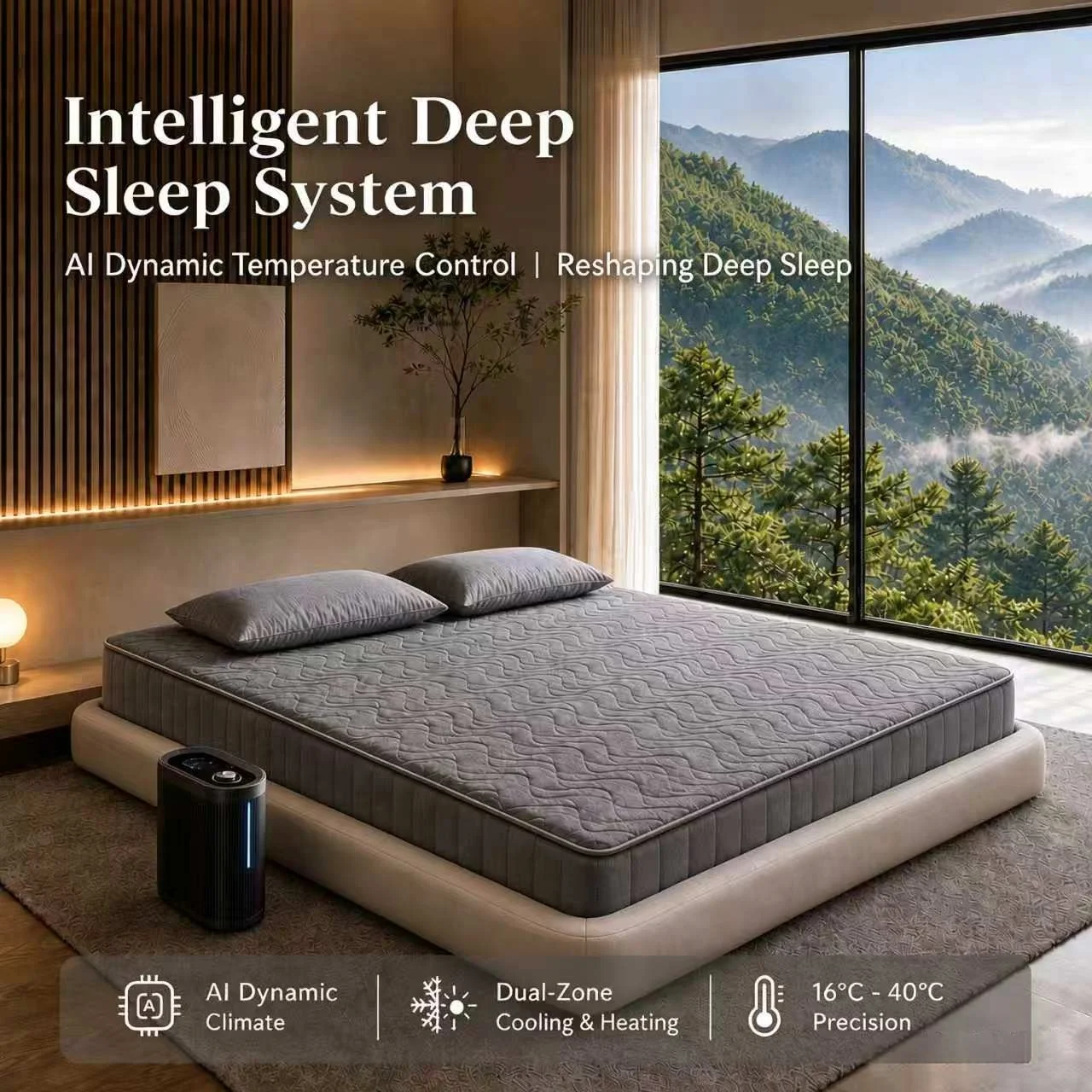 CAT-8Smart Water Circulation Cooling Mattress Cover, Zoned Dual Side Temperature Control for Deep Sleep, Cooling & Heating Temp