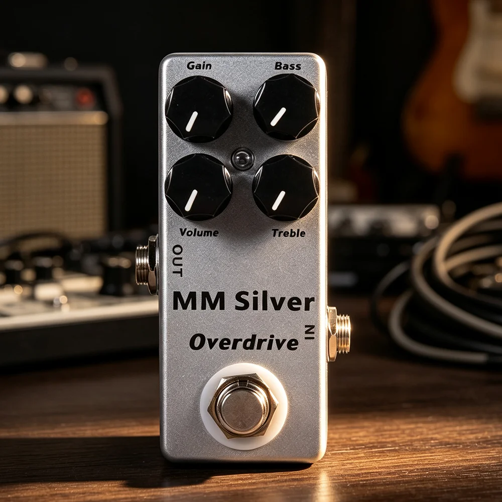 Mosky MM Silver Overdrive Effect Pedal 4 Buttons Gain/Volume/Bass/Treble Guitar Pedals Guitar Accessorie