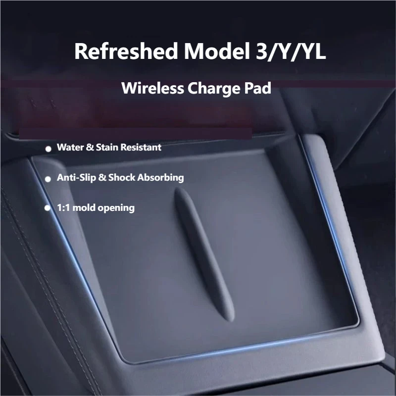 

Wireless Charge Pad for Tesla Refreshed Model 3/Y/YL Center Console Charging Station Mat Silicone Protector Anti-skid
