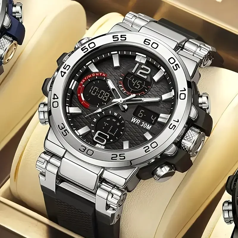 |     ساعة رياضية متعددة الوظائف مضيئة ذات عرض مزدوج للرجال والنساء |     التقويم + المنبه + الموقت |     الطيران سبائك الألومنيوم المضادة للسقوط الاتصال الهاتفي |     الموضة العصرية الأساسية للمراهقين