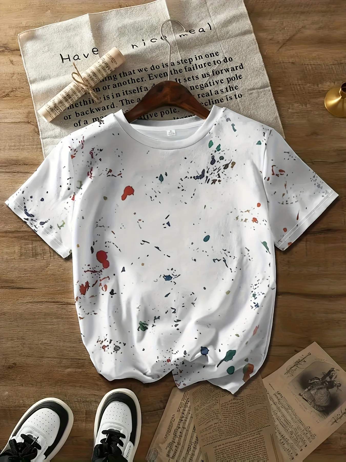 Paint Splatter Women's Tee - Artistic Graffiti Graphic, Casual Daily Wear image 4