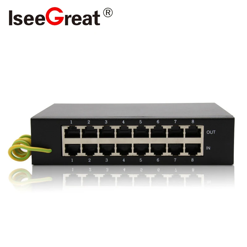 8CHs POE 1000M SPD Gigabit Network Cable Signal Lightning Arrester RJ45 Camera Thunder Multi Port Monitoring Surge Protector