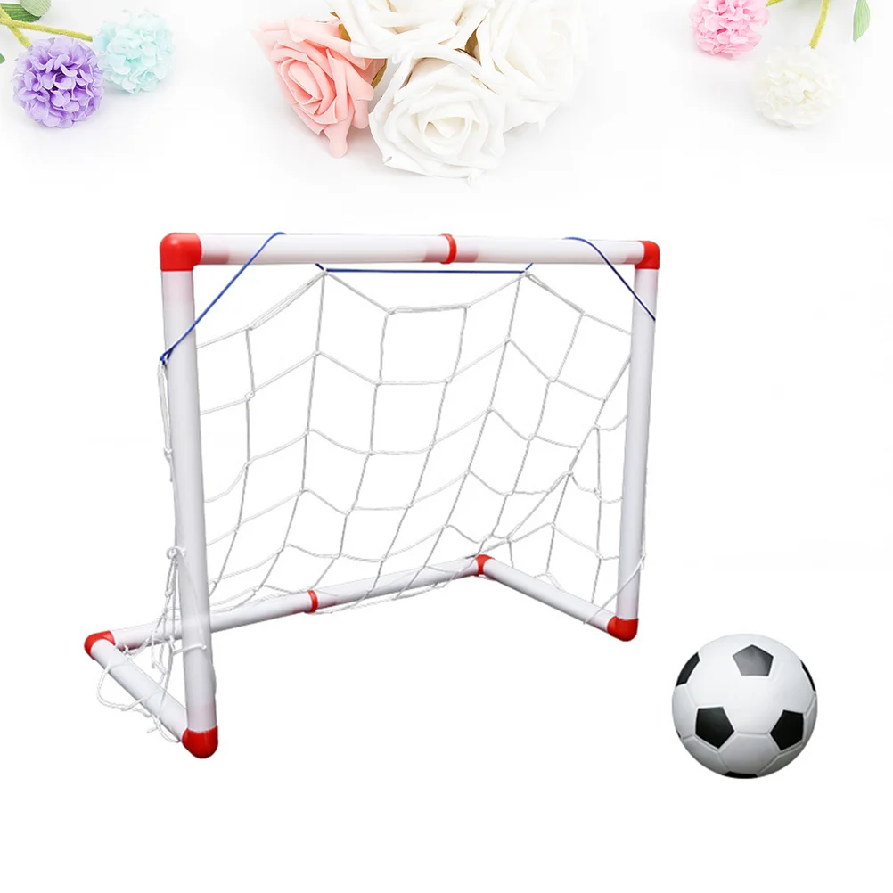 1 Set 56cm Mini Football Goal Football Net Door Childrens Indoor Sports Toys Soccer Goal Door with Football and Inflator (Englis