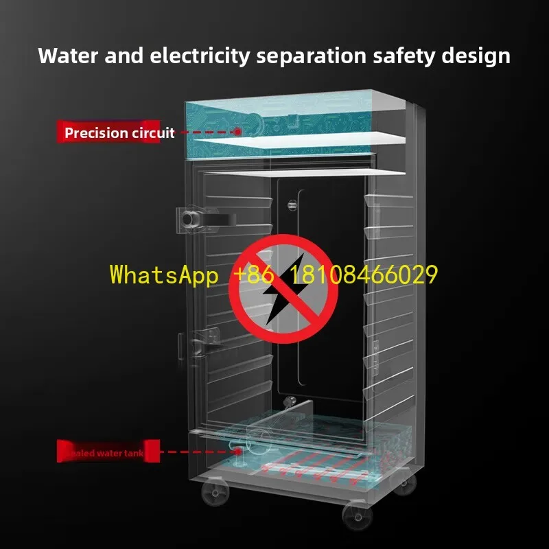 

Нержавеющая сталь 304, 220 В/380 В, оборудование для общественного питания Mengshi, 24 лотка, полностью автоматический коммерческий шкаф для риса и тележка для приготовления на пару