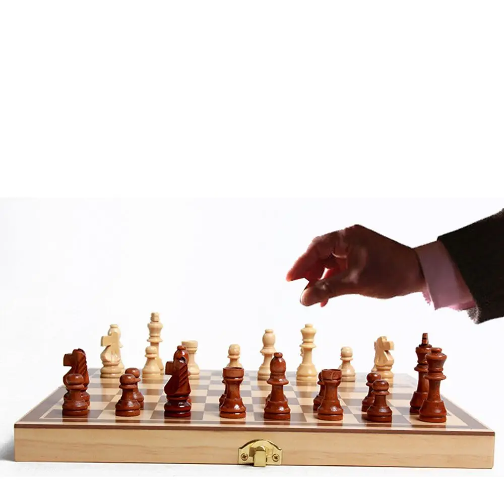 

Adult Beginner Portable Foldable Wooden Chessboard Magnetic Puzzle Game Chess Set Chess Games Checkers
