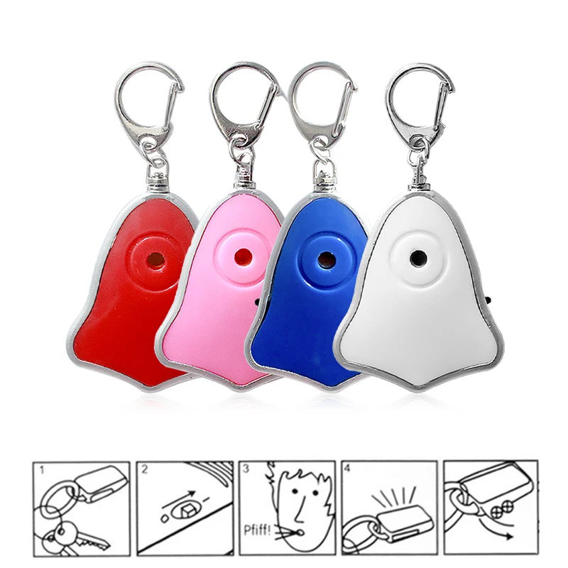 Whistle Key Finder Anti-lost Alarm Locator Wireless Mini Anti-lost Keychain Finder Flashing Beep Bell Shape For Holiday Gifts