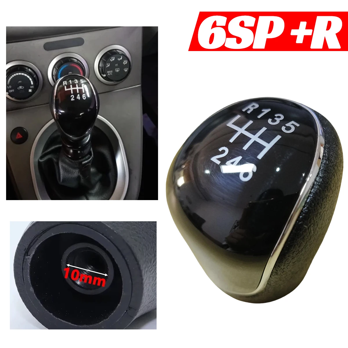 

6SP Gear Shift Knob For Nissan NV200 2009- Evalia Mitsubishi Delica D Van Chevrolet City GearStick Lever Pen Handball Chrome M10