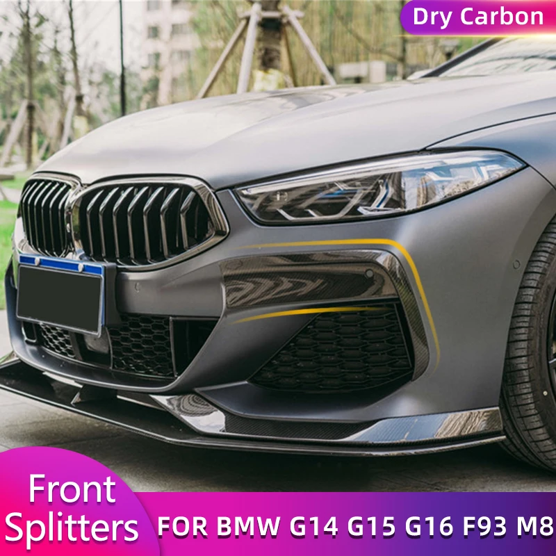 Car Front Bumper Fog Lamp Covers for BMW 8 Series G14 G15 G16 M Sport F93 M8 2018-2022 Air Vent Trims Covers Real Carbon Fiber