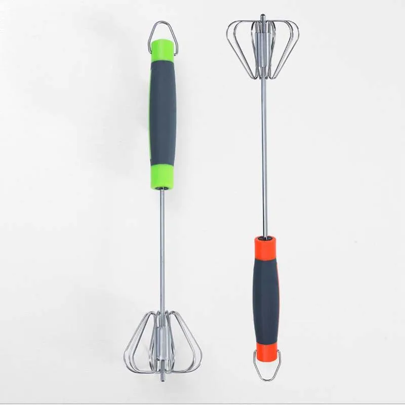 1Pcs Rubber-plastic Handle Semi-automatic Egg Beater Push-type Rotary  Egg Stirrer Kitchen Egg Tools