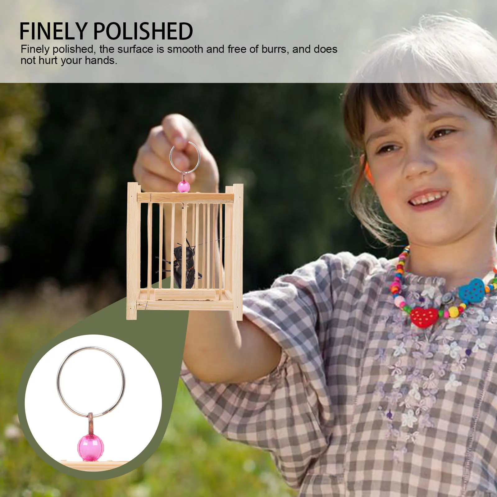 

Portable Grasshopper Cage Bamboo Made Hanging Insect Cage for Nature Study Outdoor Adventure Reusable Bug Carrier