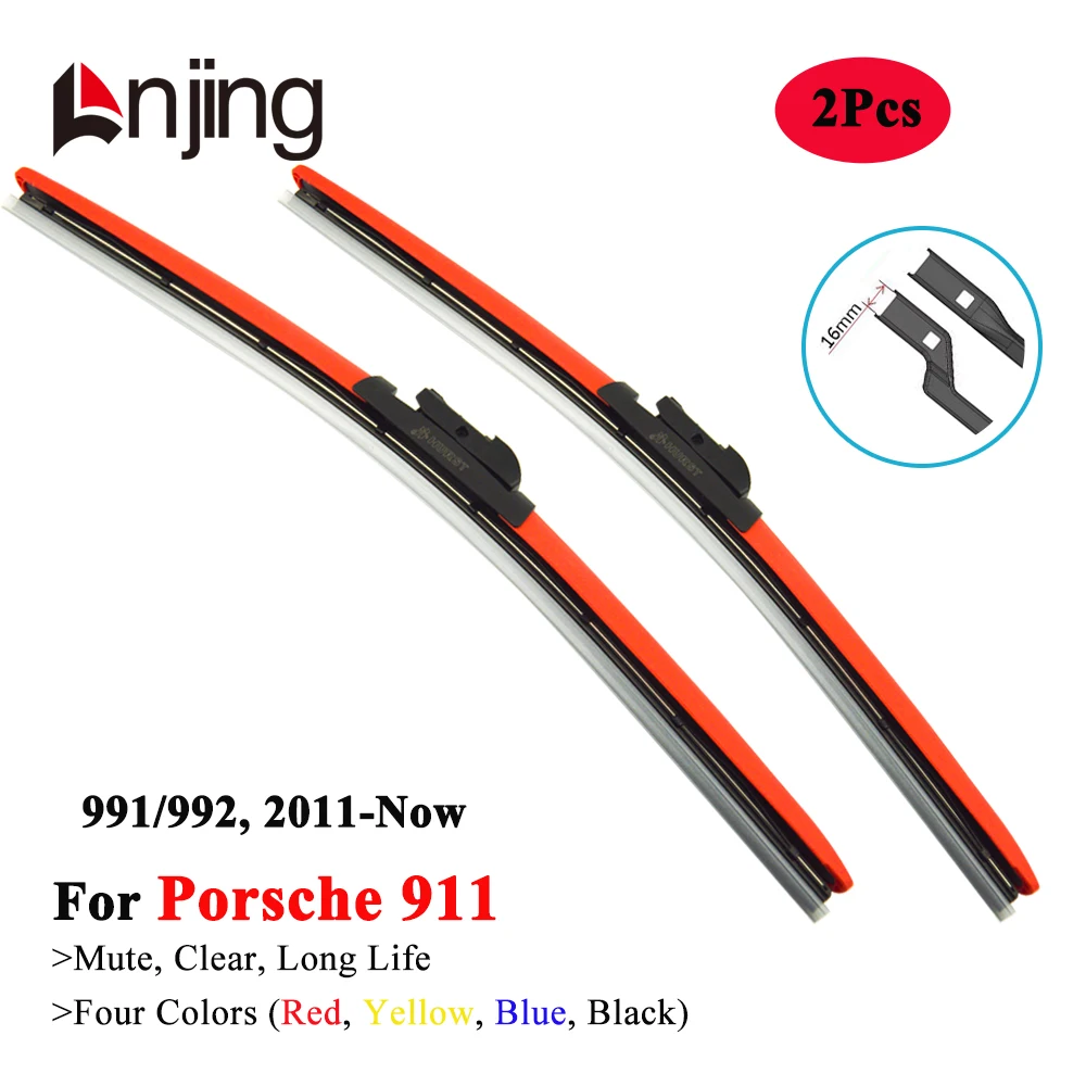 LNJING Colorful Wiper Blades For Porsche 911 GT3 RS Model 991 992 2011 2013 2016 2020 2022 2024 Car Exterior Luxury Accessories