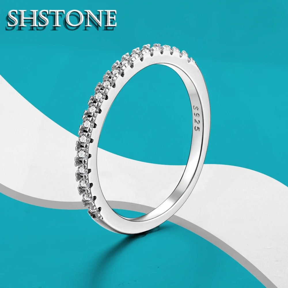 خاتم SHSTONE-Moissanite للنساء ، مجوهرات الزفاف مع الفضة الإسترليني المعتمدة ، خواتم الخطبة ، الهدايا ، لون D ، VVS1 ، صغير