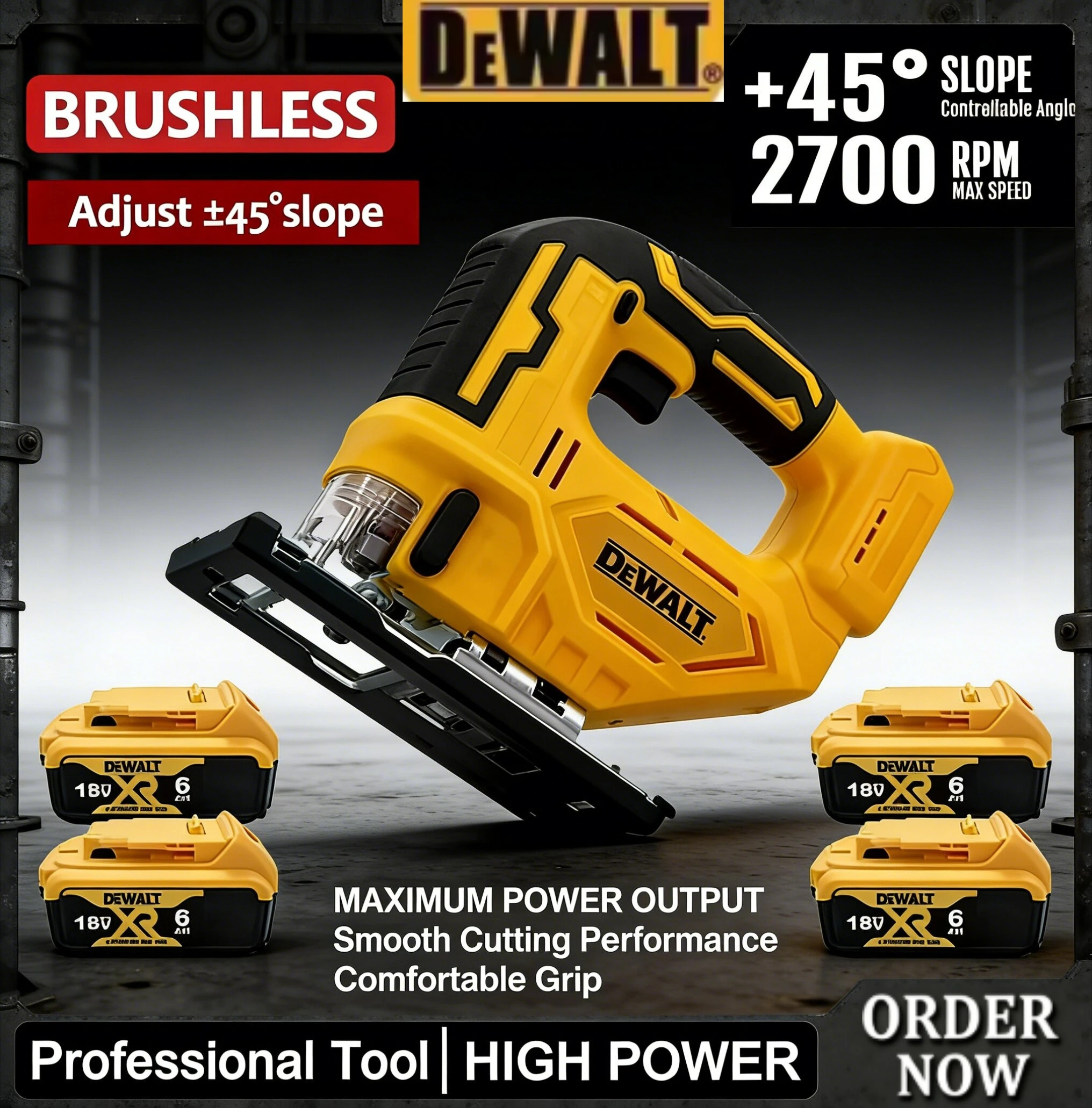 

Аккумуляторный бесщеточный лобзик Dewalt 3000 об/мин, портативный многофункциональный регулируемый электроинструмент для работы по дереву