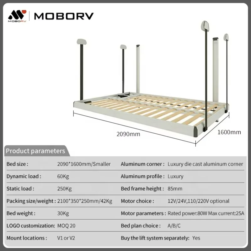 Hotsale CE Qualified RV Recreational Vehicle Accessories Rv Appliances Camper Van DIY Electric Aluminum  BED LIFT,Custom Sizes