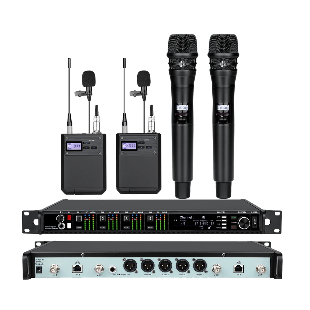 AD4Q Professional Wireless Lavalier/Headset Microphone 4 Channel UHF 512-937mhz Studio Microphone for Wireless  Microphones view 4