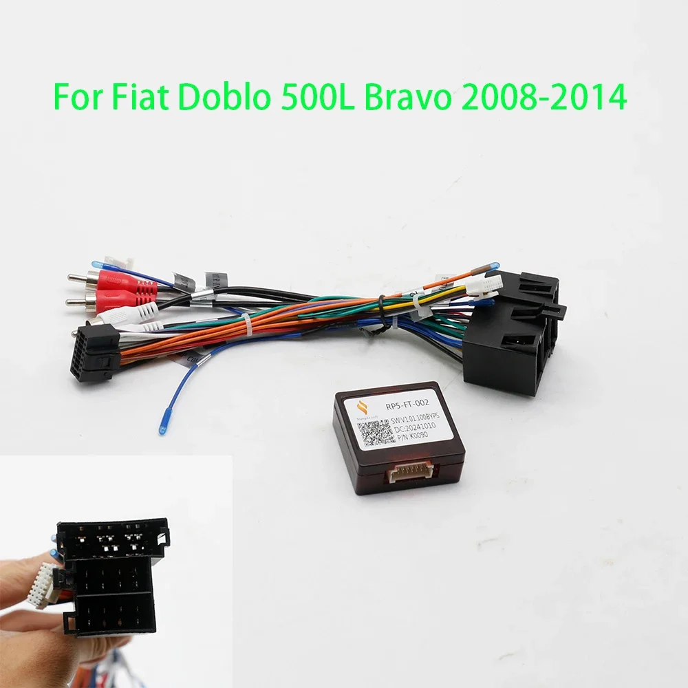 Car 16pin Wiring Harness Adapter Canbus Box Decoder Android Radio Power Cable For Fiat Doblo 500L Bravo 2008-2014