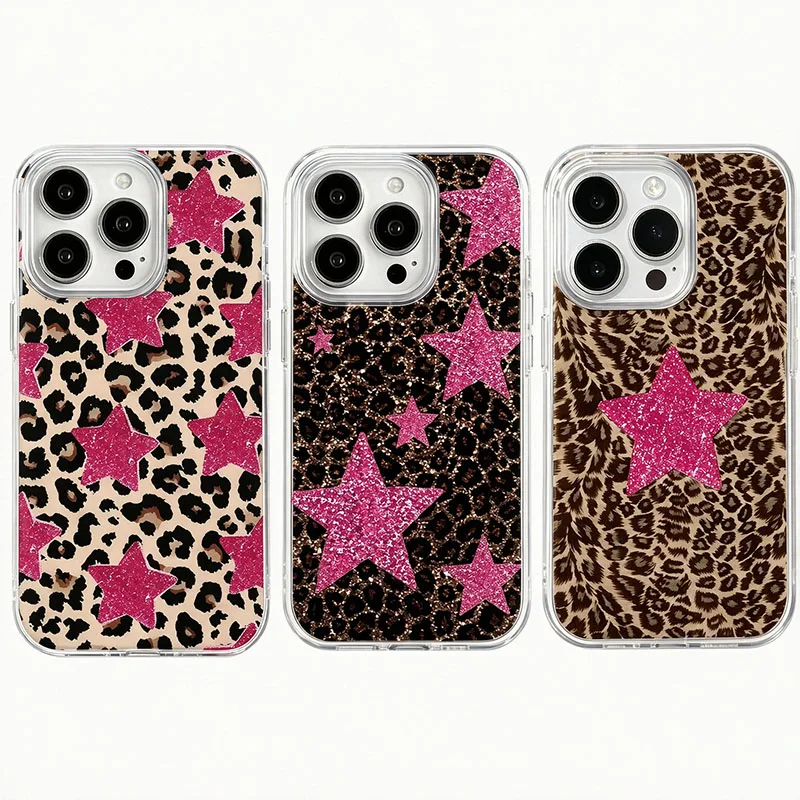 Retro Star Leopard Print Phone Case For Samsung Galaxy S26 S23 S22 S24 S25 Ultra Plus FE A27 A17 A36 A37 A55 A16 A26 A56 Case