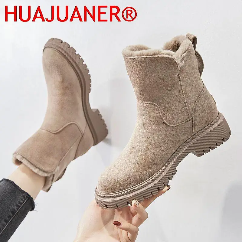 Botas De nieve para Mujer, novedad De invierno 2021, zapatos De terciopelo para Mujer, Botas cálidas, zapatos gruesos De algodón, Botas negras peludas para Mujer, Botas De Mujer