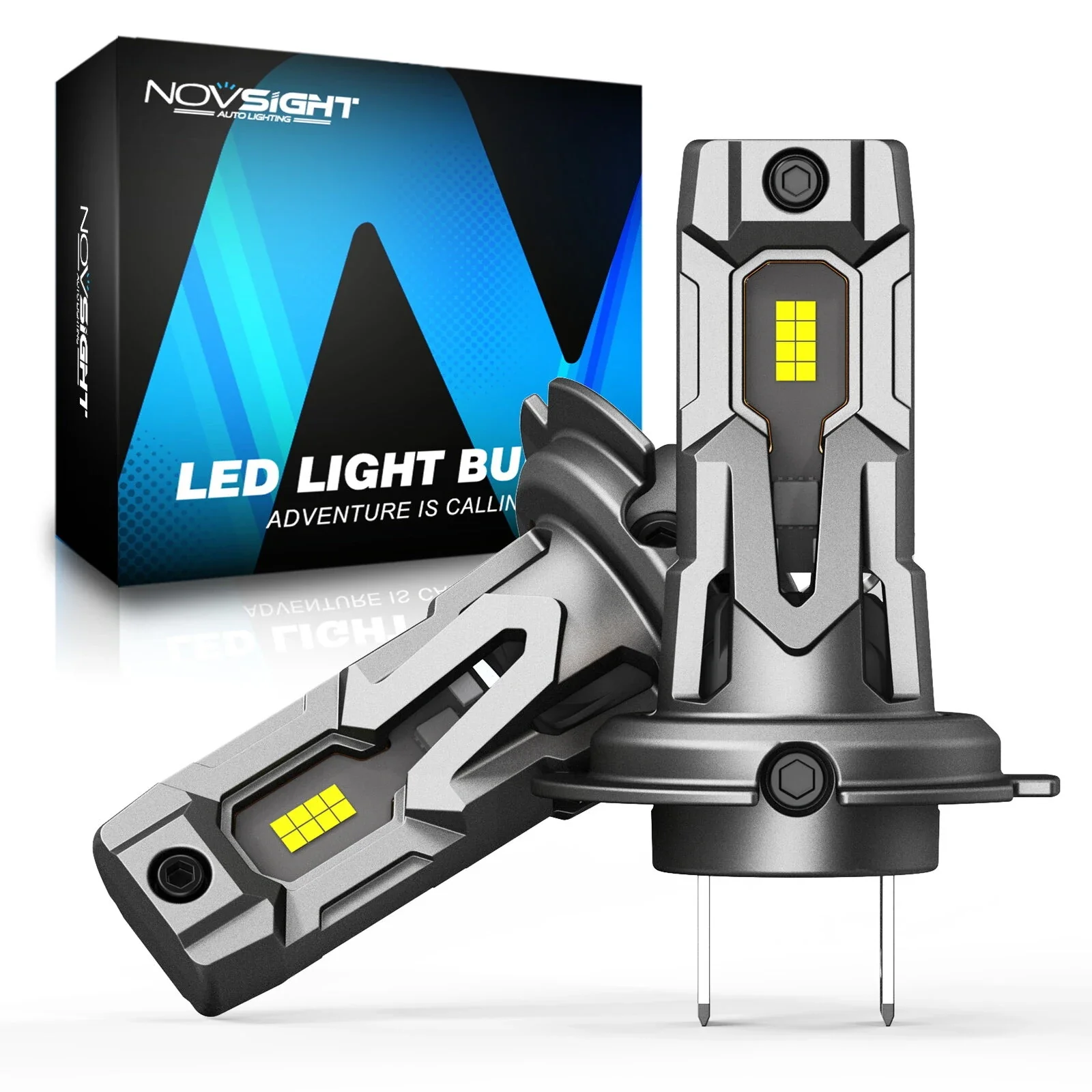 NovSight A500-T14 H7 LED Headlight Bulbs 12000LM 6500K White Light 40W Waterproof IP68 Long-Range 99% Vehicle Compatibility