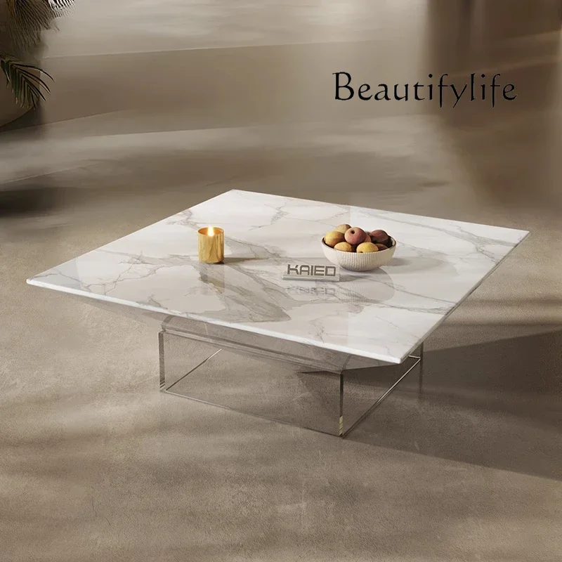 

Wabi Sand Wind Square Coffee Table Light Luxury Acrylic Coffee Table High-end Atmosphere Living Room Household