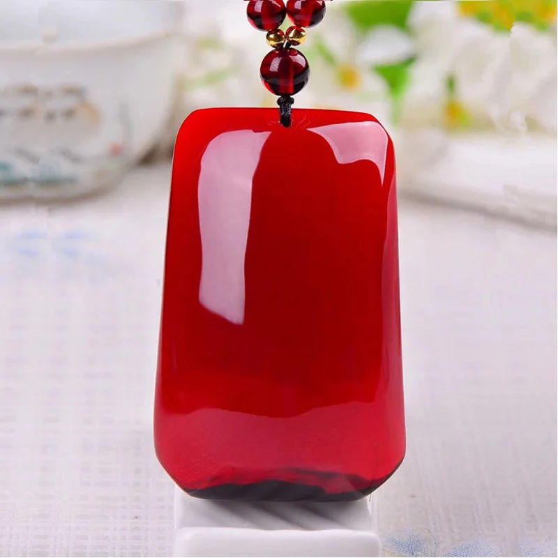 Live Streaming Drainage Gift Myanmar Blood Amber Pendant Lucky Pendant Sweater Chain Beeswax Amber Pendant for Men and Women