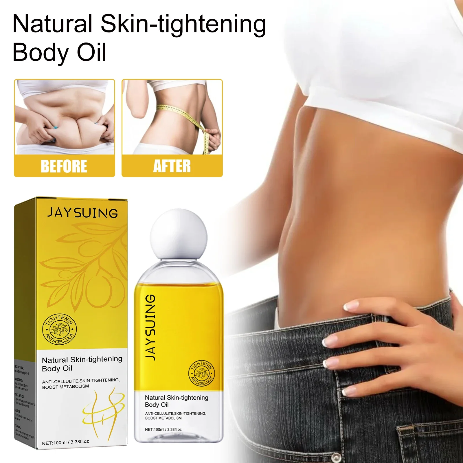 Jaysuing 100ml firming skin body oil reduce fat mass, resist orange peel tissue, nourish and moisturize massage essential oil