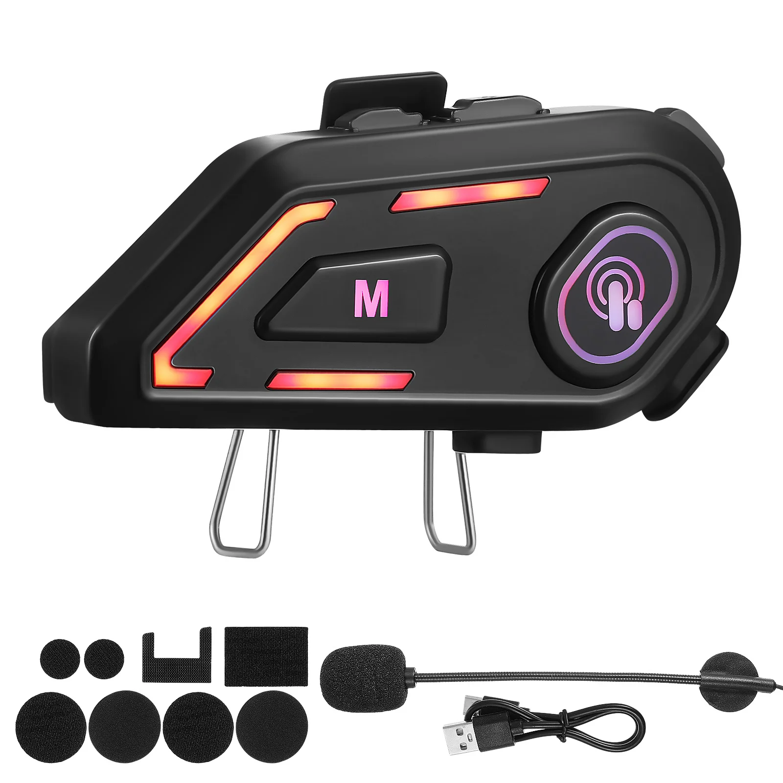 

Headset Wireless Motorcycle Headset With Soft Hard Mic Led Lights Waterproof Universal Fit For All